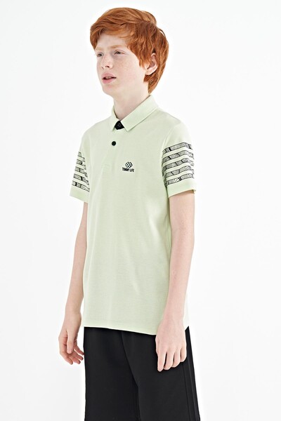 Tommylife Wholesale Polo Neck Standard Fit Boys' T-Shirt 11093 Light Green - Thumbnail