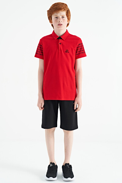 Tommylife Wholesale Polo Neck Standard Fit Boys' T-Shirt 11093 Red - Thumbnail