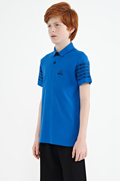 Tommylife Wholesale Polo Neck Standard Fit Boys' T-Shirt 11093 Saxe - Thumbnail