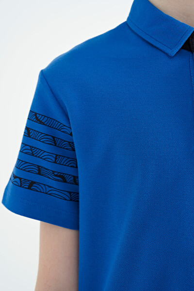 Tommylife Wholesale Polo Neck Standard Fit Boys' T-Shirt 11093 Saxe - Thumbnail