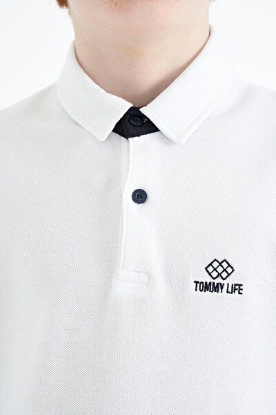Tommylife Wholesale Polo Neck Standard Fit Boys' T-Shirt 11093 White - Thumbnail