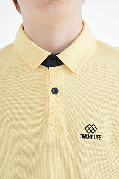 Tommylife Wholesale Polo Neck Standard Fit Boys' T-Shirt 11093 Yellow - Thumbnail