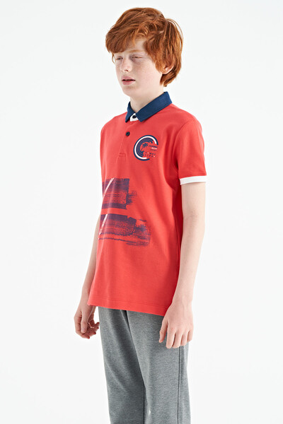 Tommylife Wholesale Polo Neck Standard Fit Boys' T-Shirt 11094 Coral - Thumbnail