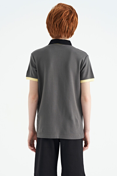 Tommylife Wholesale Polo Neck Standard Fit Boys' T-Shirt 11094 Dark Gray - Thumbnail