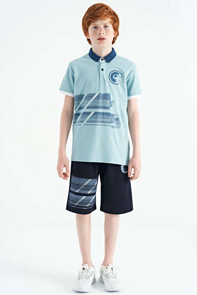 Tommylife Wholesale Polo Neck Standard Fit Boys' T-Shirt 11094 Light Blue - Thumbnail