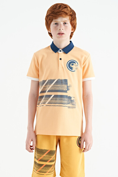 Tommylife Wholesale Polo Neck Standard Fit Boys' T-Shirt 11094 Melon - Thumbnail