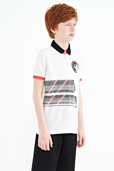 Tommylife Wholesale Polo Neck Standard Fit Boys' T-Shirt 11094 White - Thumbnail