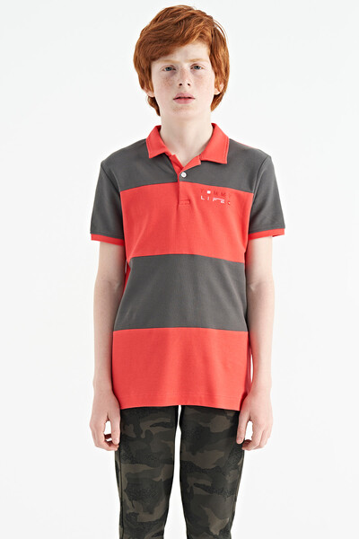 Tommylife Wholesale Polo Neck Standard Fit Boys' T-Shirt 11095 Coral - Thumbnail