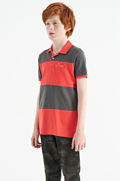 Tommylife Wholesale Polo Neck Standard Fit Boys' T-Shirt 11095 Coral - Thumbnail