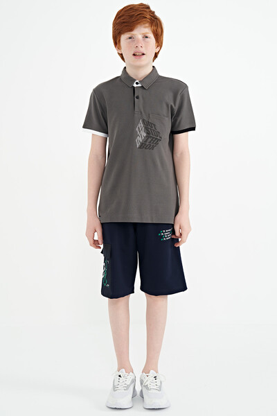 Tommylife Wholesale Polo Neck Standard Fit Boys' T-Shirt 11102 Dark Gray - Thumbnail