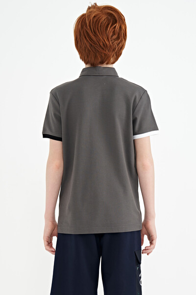 Tommylife Wholesale Polo Neck Standard Fit Boys' T-Shirt 11102 Dark Gray - Thumbnail