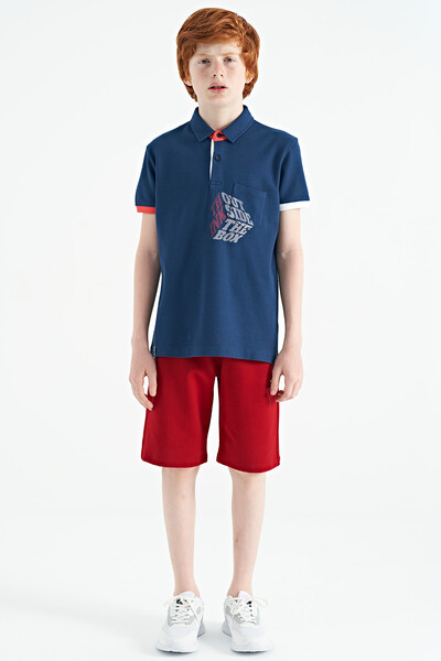 Tommylife Wholesale Polo Neck Standard Fit Boys' T-Shirt 11102 Indigo - Thumbnail