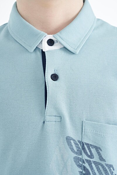 Tommylife Wholesale Polo Neck Standard Fit Boys' T-Shirt 11102 Light Blue - Thumbnail
