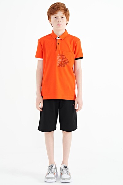 Tommylife Wholesale Polo Neck Standard Fit Boys' T-Shirt 11102 Orange - Thumbnail