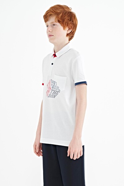 Tommylife Wholesale Polo Neck Standard Fit Boys' T-Shirt 11102 White - Thumbnail