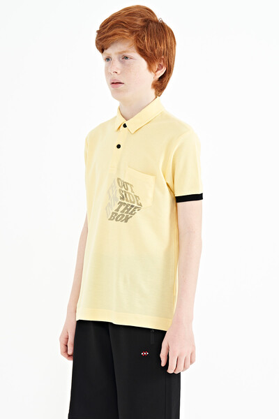 Tommylife Wholesale Polo Neck Standard Fit Boys' T-Shirt 11102 Yellow - Thumbnail