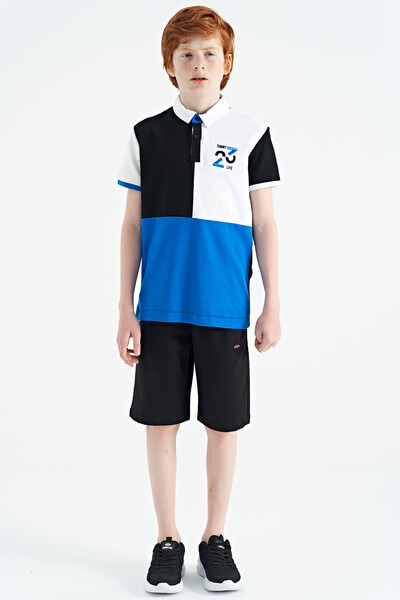 Tommylife Wholesale Polo Neck Standard Fit Boys' T-Shirt 11108 Black - Thumbnail