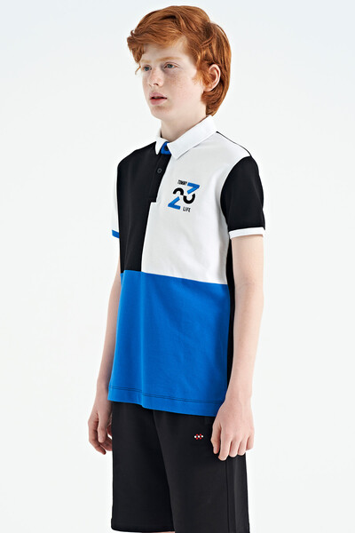 Tommylife Wholesale Polo Neck Standard Fit Boys' T-Shirt 11108 Black - Thumbnail
