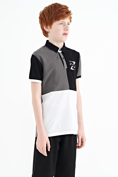 Tommylife Wholesale Polo Neck Standard Fit Boys' T-Shirt 11108 Dark Gray - Thumbnail