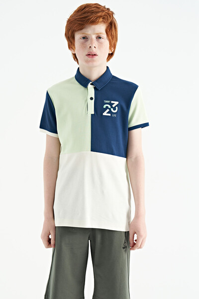 Tommylife Wholesale Polo Neck Standard Fit Boys' T-Shirt 11108 Light Green - Thumbnail