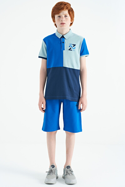 Tommylife Wholesale Polo Neck Standard Fit Boys' T-Shirt 11108 Saxe - Thumbnail