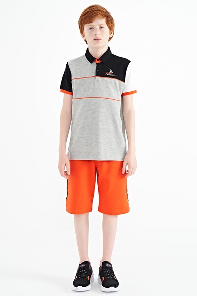 Tommylife Wholesale Polo Neck Standard Fit Boys' T-Shirt 11109 Gray Melange - Thumbnail