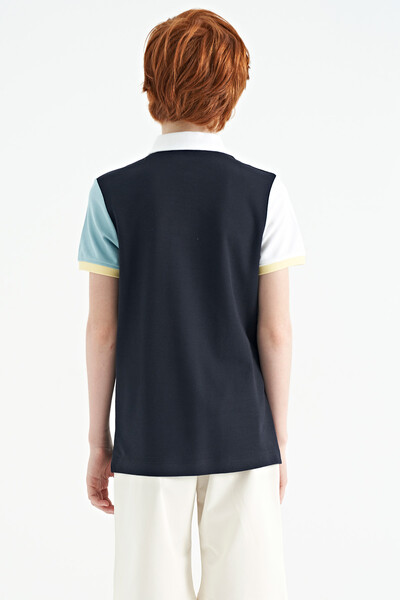 Tommylife Wholesale Polo Neck Standard Fit Boys' T-Shirt 11109 Navy Blue - Thumbnail