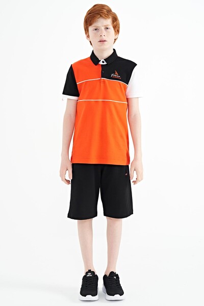 Tommylife Wholesale Polo Neck Standard Fit Boys' T-Shirt 11109 Orange - Thumbnail