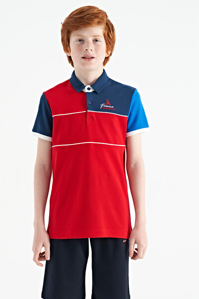 Tommylife Wholesale Polo Neck Standard Fit Boys' T-Shirt 11109 Red - Thumbnail