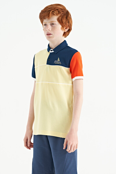 Tommylife Wholesale Polo Neck Standard Fit Boys' T-Shirt 11109 Yellow - Thumbnail