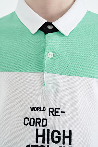 Tommylife Wholesale Polo Neck Standard Fit Boys' T-Shirt 11110 Aqua Green - Thumbnail