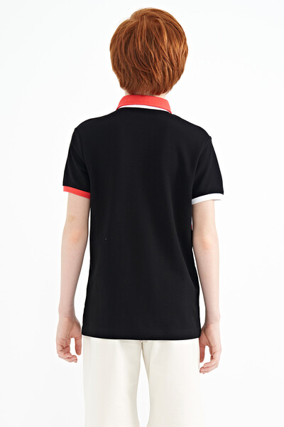 Tommylife Wholesale Polo Neck Standard Fit Boys' T-Shirt 11110 Black - Thumbnail
