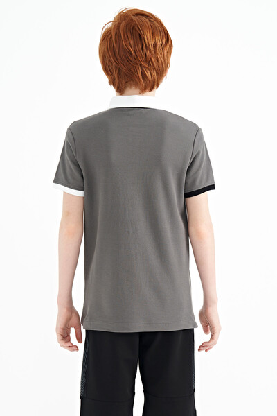 Tommylife Wholesale Polo Neck Standard Fit Boys' T-Shirt 11110 Dark Gray - Thumbnail