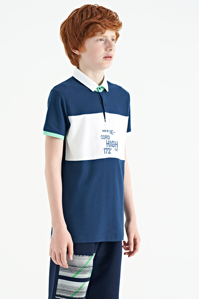Tommylife Wholesale Polo Neck Standard Fit Boys' T-Shirt 11110 Indigo - Thumbnail