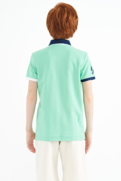 Tommylife Wholesale Polo Neck Standard Fit Boys' T-Shirt 11138 Aqua Green - Thumbnail