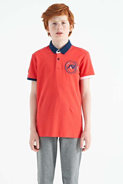 Tommylife Wholesale Polo Neck Standard Fit Boys' T-Shirt 11138 Coral - Thumbnail