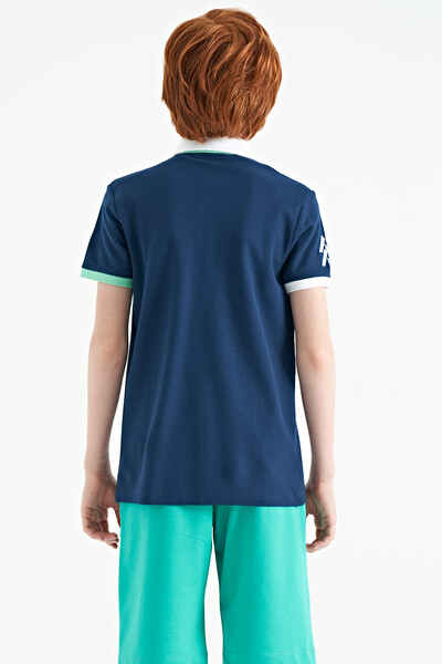 Tommylife Wholesale Polo Neck Standard Fit Boys' T-Shirt 11138 Indigo - Thumbnail