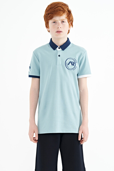 Tommylife Wholesale Polo Neck Standard Fit Boys' T-Shirt 11138 Light Blue - Thumbnail