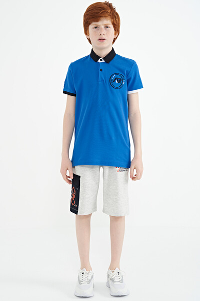 Tommylife Wholesale Polo Neck Standard Fit Boys' T-Shirt 11138 Saxe - Thumbnail