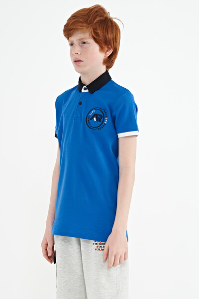 Tommylife Wholesale Polo Neck Standard Fit Boys' T-Shirt 11138 Saxe - Thumbnail