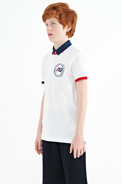Tommylife Wholesale Polo Neck Standard Fit Boys' T-Shirt 11138 White - Thumbnail