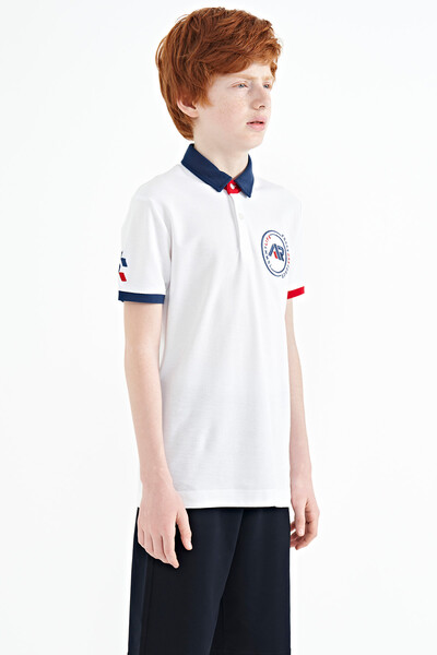 Tommylife Wholesale Polo Neck Standard Fit Boys' T-Shirt 11138 White - Thumbnail