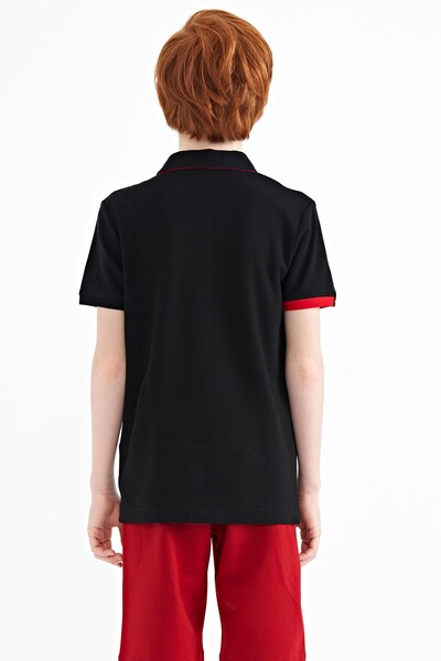 Tommylife Wholesale Polo Neck Standard Fit Boys' T-Shirt 11139 Black - Thumbnail