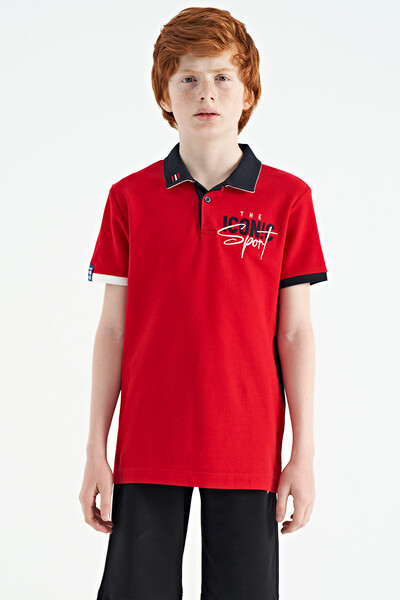 Tommylife Wholesale Polo Neck Standard Fit Boys' T-Shirt 11139 Red - Thumbnail