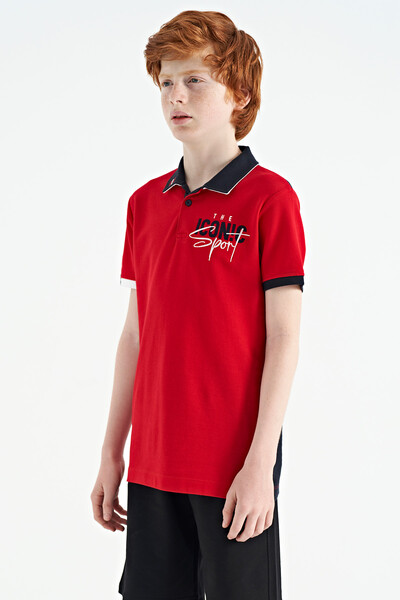 Tommylife Wholesale Polo Neck Standard Fit Boys' T-Shirt 11139 Red - Thumbnail
