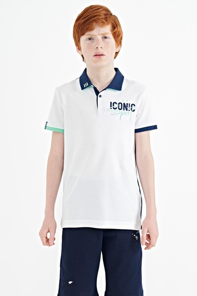 Tommylife Wholesale Polo Neck Standard Fit Boys' T-Shirt 11139 White - Thumbnail