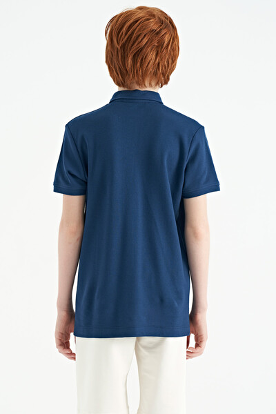 Tommylife Wholesale Polo Neck Standard Fit Boys' T-Shirt 11154 Indigo - Thumbnail