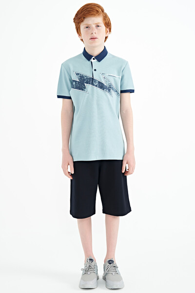 Tommylife Wholesale Polo Neck Standard Fit Boys' T-Shirt 11154 Light Blue - Thumbnail