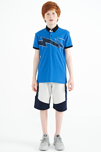 Tommylife Wholesale Polo Neck Standard Fit Boys' T-Shirt 11154 Saxe - Thumbnail