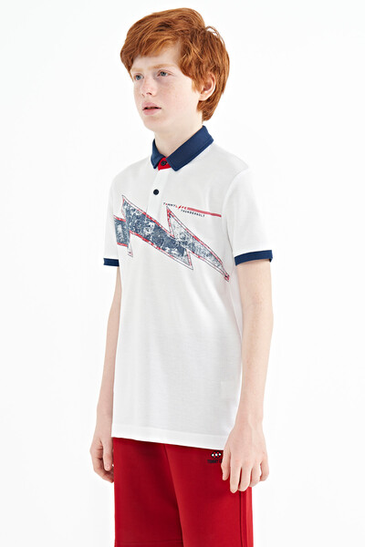 Tommylife Wholesale Polo Neck Standard Fit Boys' T-Shirt 11154 White - Thumbnail